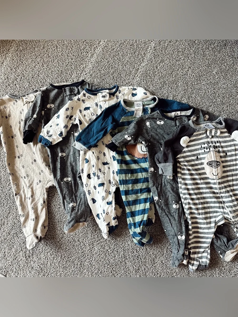 100% Cotton 0-3 Months Gerber Sleepers Pajamas Baby Boy Sleep N Play Bundle